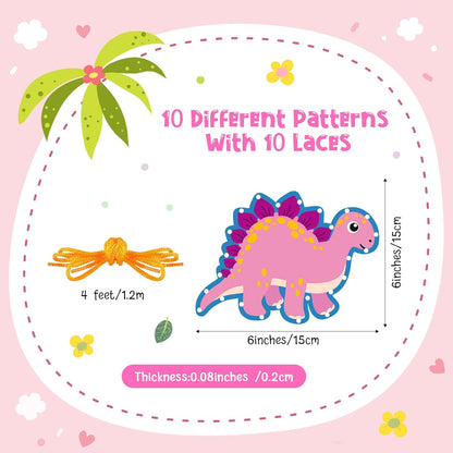 Pajean 10 Pcs Kids Lacing Cards Double Sided Animal Sewing Cards Kits 10 Styles Lacing Toy Crafts for Toddler Ages 3+ Developing Imagination Preschool Learning Activity Supplies(Farm Style)