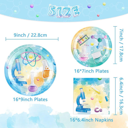 WERNNSAI Science Party Decorations - 48 Pcs Science Plates and Napkins Mad Scientist Birthday Decoration Chemistry Party Plates Set Little Scientist Labratory Favors Serves 16 Guests
