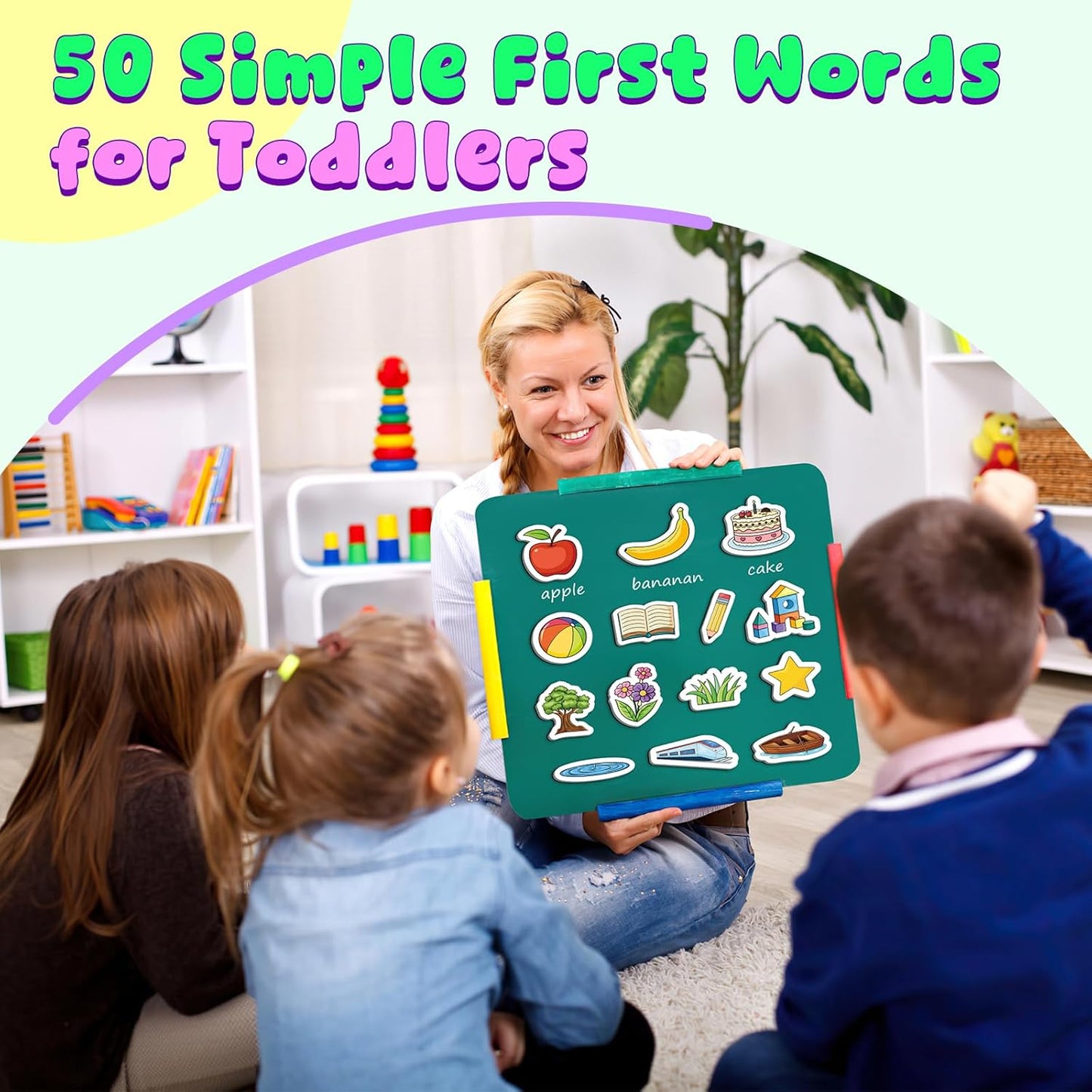 50 First Words Fridge Magnets for Toddlers,Refrigerator Magnets for Kids Baby Reading Speech Therapy Learn to Read Educational Learning Magnetic Toys for Whiteboard Preschool Homeschool