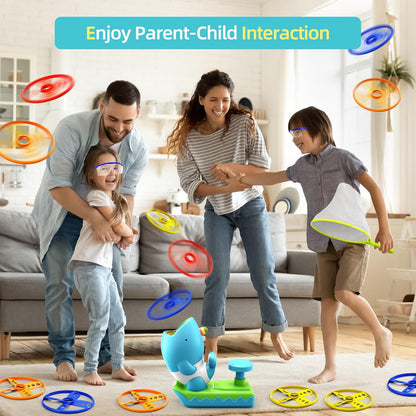WATUDOU 12 PCS Flying Disc Launcher Outdoor Indoor Game Toys Gifts for 3 4 5 6 7 Year Old Boys Kids, Outdoor Outside Game Toys for Boys Girls Ages 3-5 4-8, Ideal 3 4 5 6 Year Old Birthday Gifts