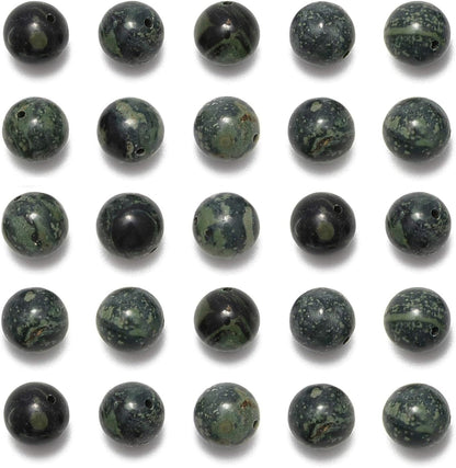 NCB 100pcs Original Natural Stone Beads Gemstone Round Loose Beads 6mm 8mm 10mm (Blue Aventurine, 6mm 100Beads) - Colors A