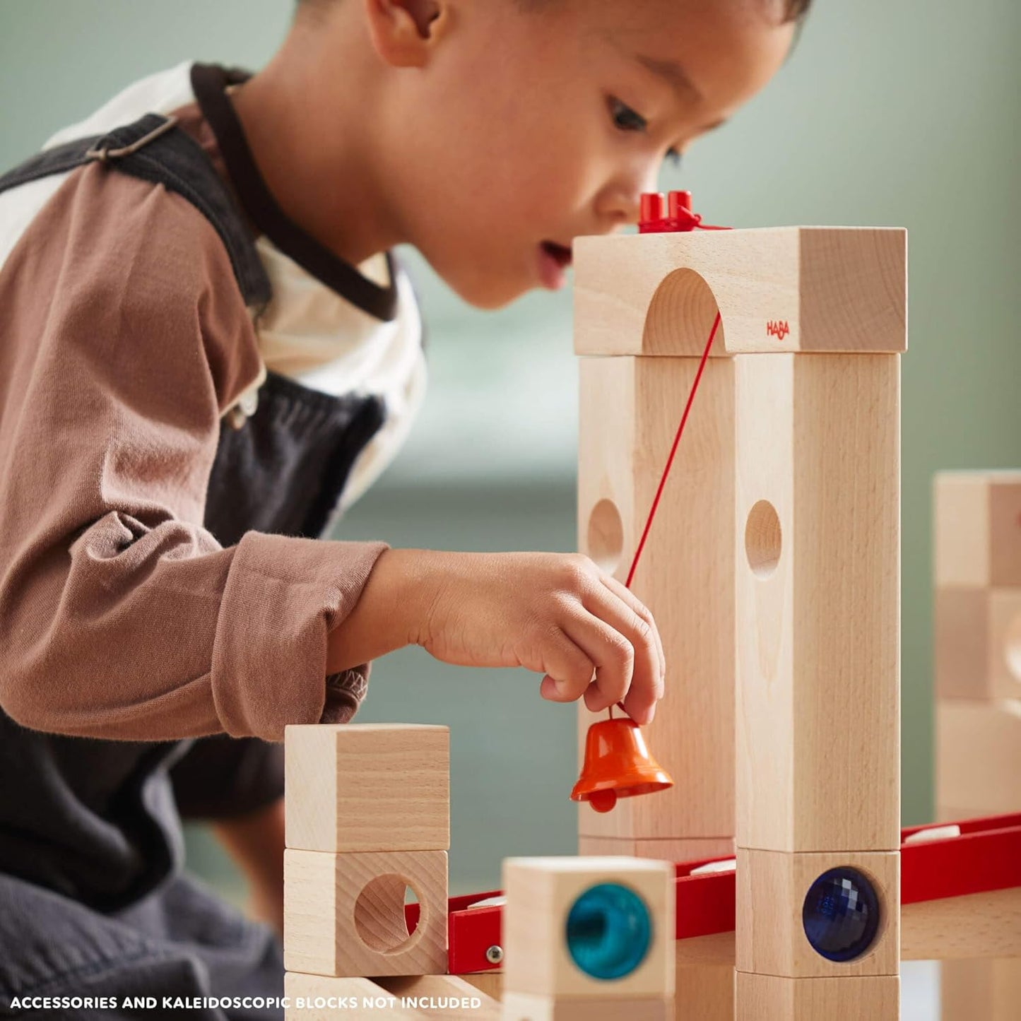 HABA Wooden Marble Run Ball Track Building Set for 4-10 Year Olds, STEM Toy with 49-Piece Wooden Track and Marbles, Montessori Toys for 4 Year Olds