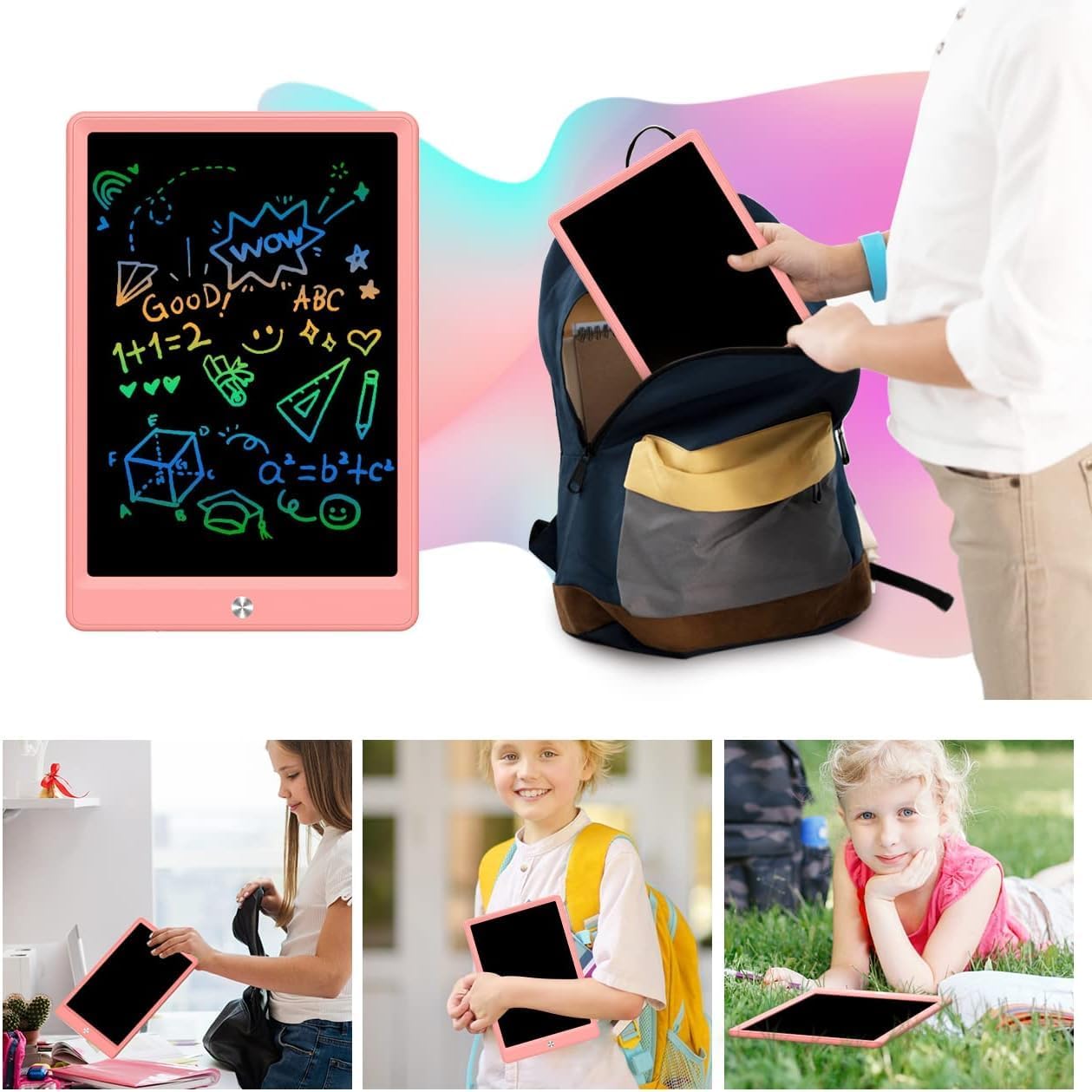 BUKEBU LCD Writing Tablet Doodle Board,10.5 inch Colorful Drawing Pad,Electronic Drawing Tablet, Drawing Pads,Travel Gifts for Kids Ages 3 4 5 6 7 8 Year Old Girls Boys (Blue)