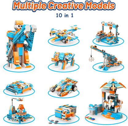Apitor Robot Q Robot Building Kit, 20-in-1 Programmable APP RC Car Robotics Coding Kit, Includes Large Storage Organizer with Sorting Plate, STEM Birthday Gifts for Boys Girls Kids Aged 6-12