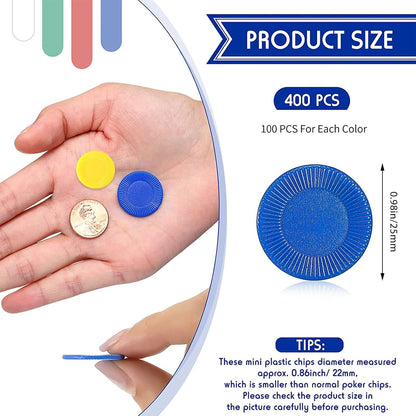 Skylety 400 Pieces Plastic Poker Chips 4 Colors Bingo Blank Chips for Counter Card Playing Learning Counting