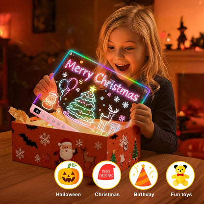 Led Drawing Board with 13 Light Effects, 16" Rechargeable Glow Doodle LED Note Board with Colors, Neon Light Up Drawing Tablet Gifts for Kids for Easter Birthday Christmas Gift Ideas