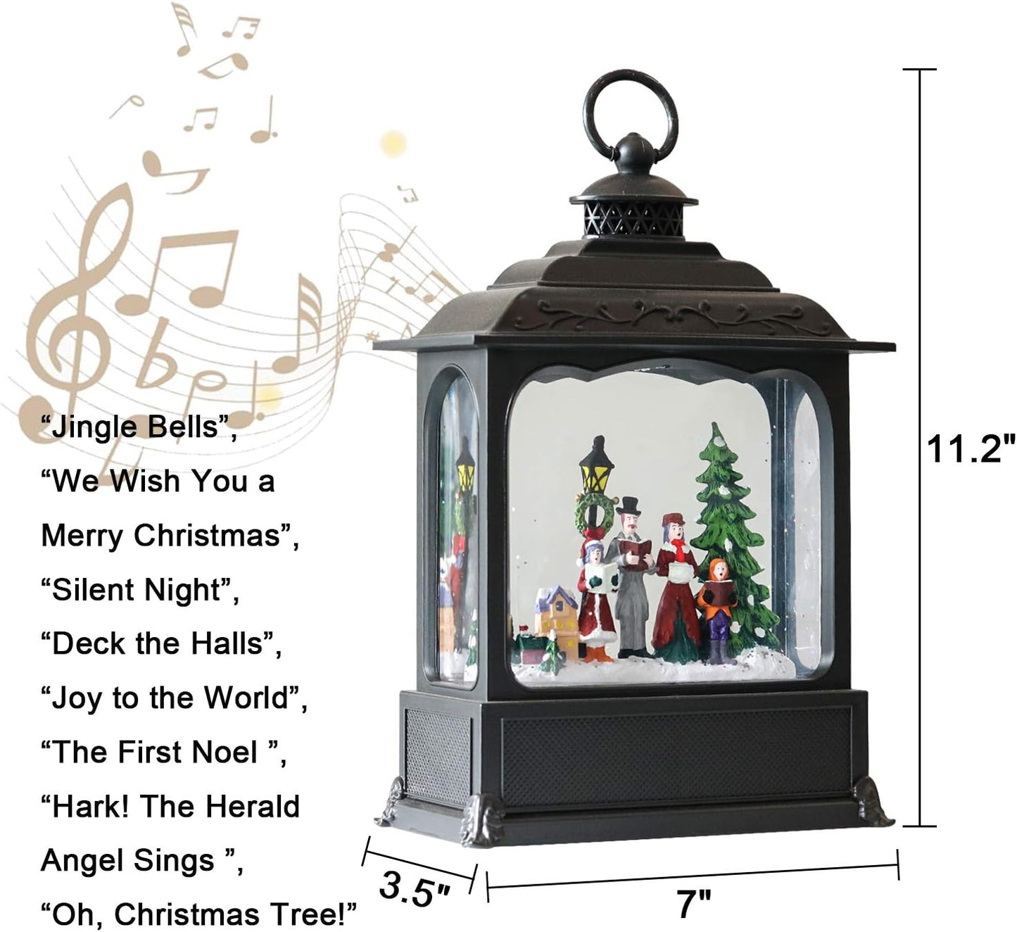 Eldnacele Musical Snow Globe Lantern with Timer, Lighted USB/Battery Operated Swirling Singing Water Glittering Lantern, Snow Globes for Adults and Kids Christmas Decoration- Santa