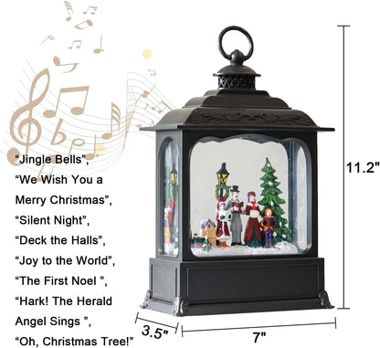 Eldnacele Musical Snow Globe Lantern with Timer, Lighted USB/Battery Operated Swirling Singing Water Glittering Lantern, Snow Globes for Adults and Kids Christmas Decoration- Santa