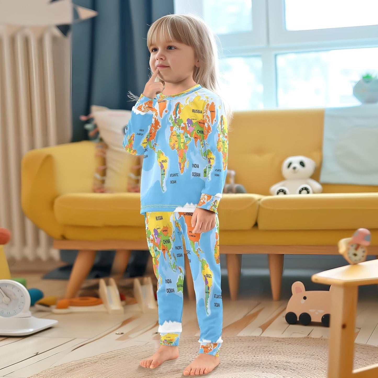 ALAZA Shark Starfish Palm Tree 2 Piece Pajama Set Long Sleeve Top and Pants Sleepwear Unisex - Colors B