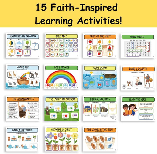 Bible Busy Book for Toddlers Ages 3 and Up - Montessori Sensory Toys Busy Board Homeschool Preschool Learning Activities - Gifts for 3 Year Old Boys - 4 Year Old Girls Birthday Gifts Easter Baptism
