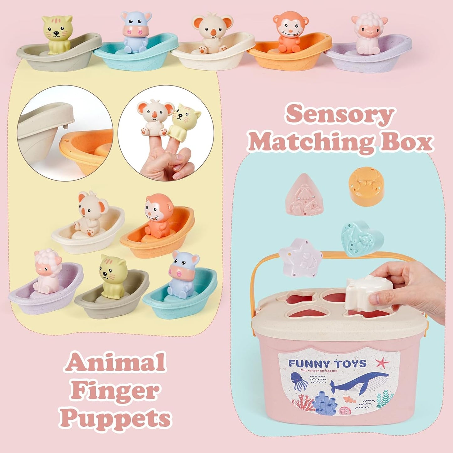 Montessori Baby Toys for Infants 6-18 Months Toddler 6–12 Months Shape Sorter Sorting Stacking Toy Sensory Learning Set with Stacking Rings for Babies Birthday Gift