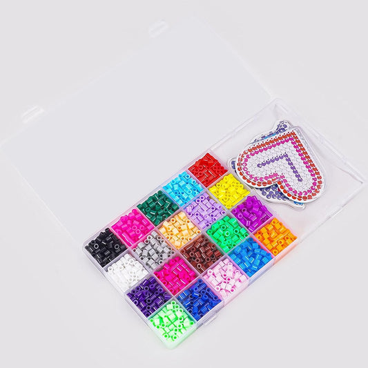Beads Set for Kids with 2000 Beads 5mm - Pegboard, Tweezer, – 20 Assorted Color Iron on Melty Beads