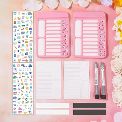 Audab Dry Erase Chore Chart for Kids, Magnetic Checklist Board, My Chores Slider Chart to Do List Board, Routine Reward Chart Schedule Board Task Tracker for Home Refrigerator, Wall, Desk (Pink)