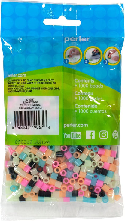 Perler Beads Fuse Beads for Crafts, 1000pcs, Multicolor Glow in the Dark
