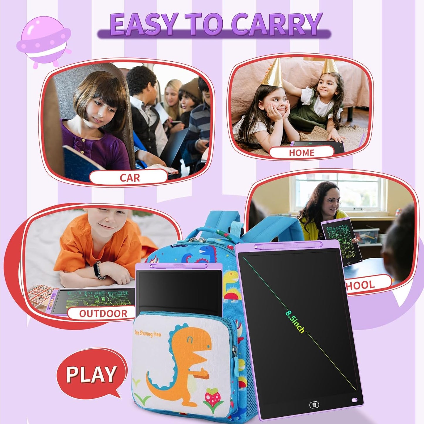 [2 Pack] Genialba LCD Writing Tablet 12-Inch Colorful Doodle Board, Toddler Learning Educational Toys Gifts for 3-8 Years Old Girls and Boys, Electronic Drawing Pad for Kids (Pink&Blue)