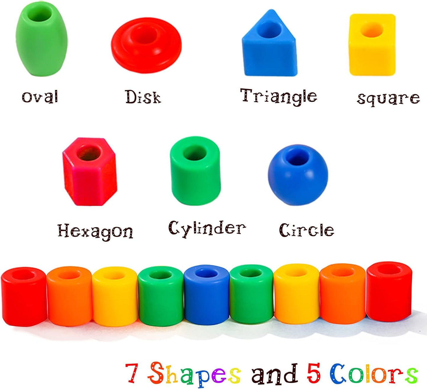 Lacing Beads for Toddlers (60 Stringing Beads,4 Strings) -Educational Montessori Preschool Activities,Toddler Sensory Occupational Therapy Toys Autism OT (with Storage Bag)