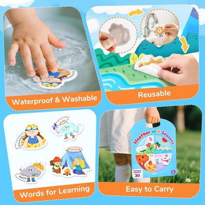 JoyCat Reusable Sticker Book Set (3-Pack): Farm, Pizza-Making, Weather - 90 Pcs Stickers for Toddlers, Kids Sticker Activity Book, Road Trip Travel Toys, Birthday Gifts for Boys and Girls