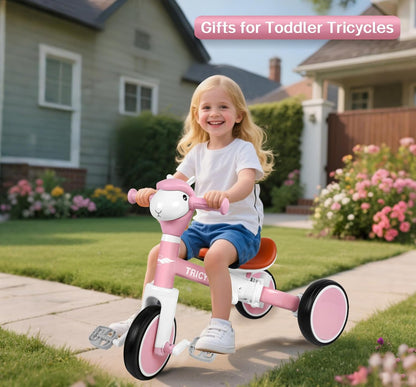 Tricycle for Toddlers 1-3 Year Olds, 5 in 1 Toddler Balance Bike 2-4 Years Old Boys Girls, Push Trike Toys with Adjustable Handle, Birthday Gifts for 2 3 4 5 Year Old Kids Bike (Blue)