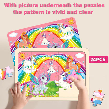 Puzzles for Kids Ages 4-6, Set of 4 Packs with 24-Piece,Preschool Educational Brain Teaser Toys for Boys and Girls 3-8 Years Old