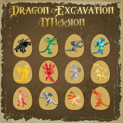Dig a Dozen Dragon Egg Dig Kit-12 Pack Golden Dragon Eggs Excavation Science Toys with Tools & Mythical Learning Guide, Dragon Toys Gift 3-12 Year Old, Birthday Party Favors Gifts for Kids Boys Girls