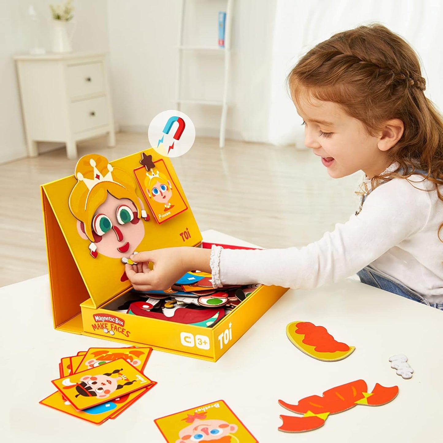 Toi Kids Magnet Toys Magnetic Jigsaw Puzzle Boxes with Game Board for Kids Ages 3-8, Portable Travel Game, Transport