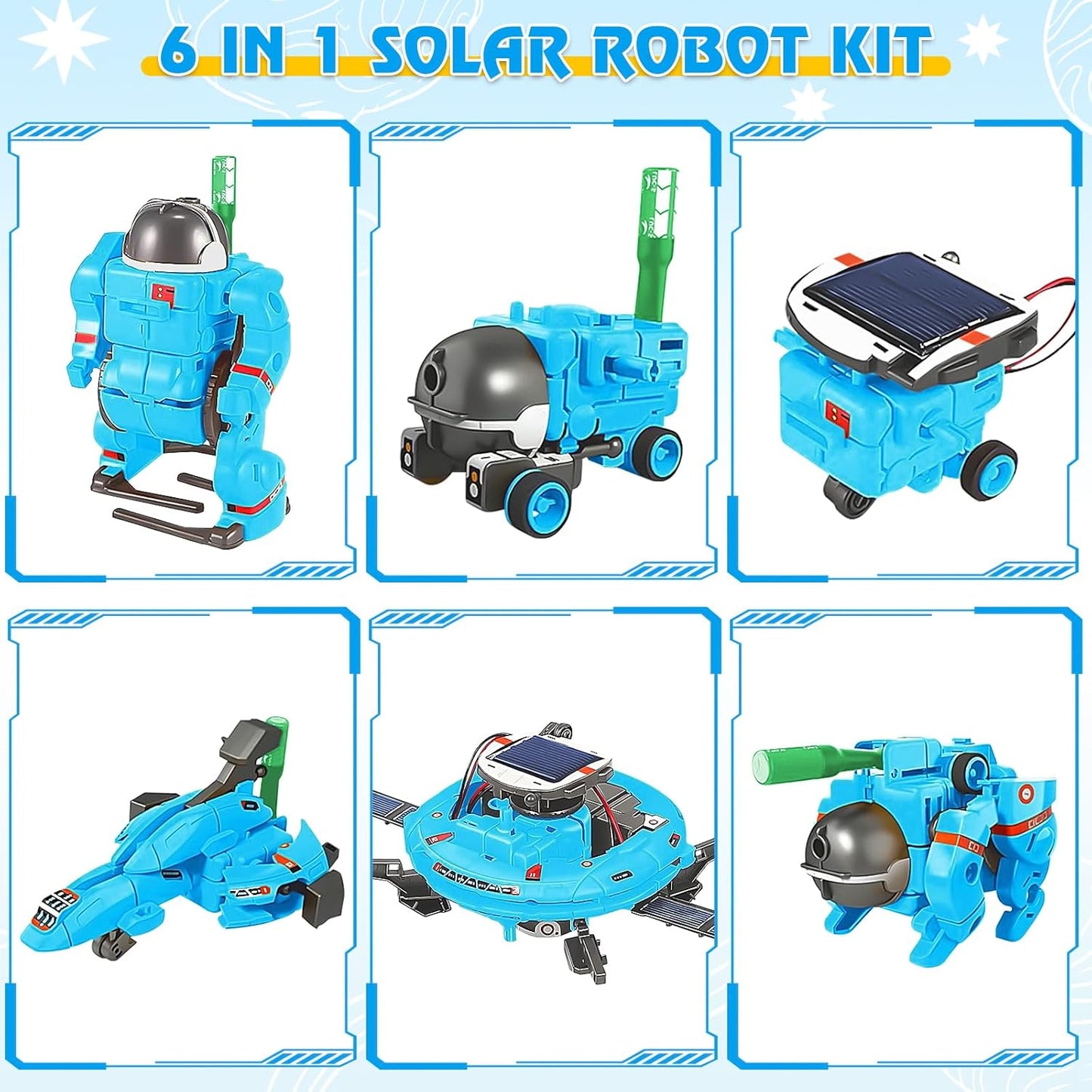 STEM Projects for Kids Ages 8-12 Solar Robot Kit 6-in-1 Space Toys for 10-Year-Old Boy Girl Gift Toys Science Kits Christmas Birthday Gifts for 8 9 10 11 12 Year Old, Yellow