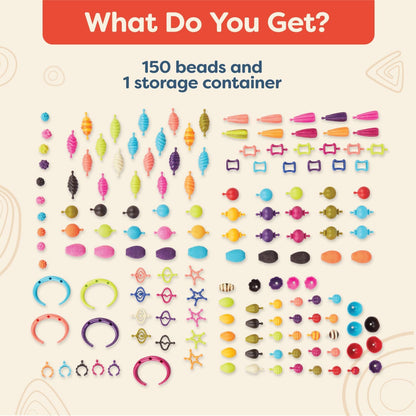 B. toys – Pop Arty! 150 Pieces – Jewlery Making Kit – Creative Pop Snap Bead Set for Kids – DIY Craft Jewelry Making Kit – Necklaces, Rings, Bracelets – 4+ Years
