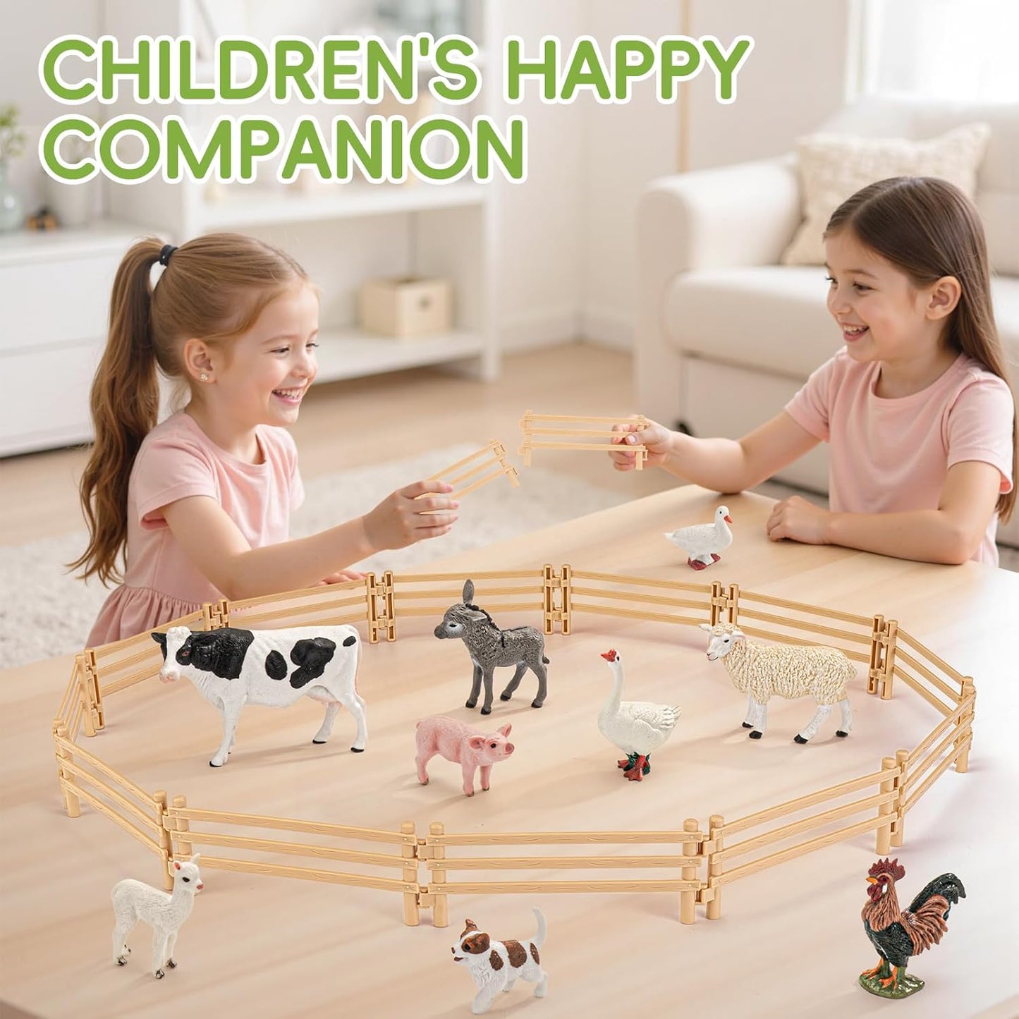 24PCS Farm Ranch Animal Fence Corral Toys for Kids Age 3-5 5-7 4-8 Years Olds Boys Girls, Educational Farm Animal Cake Toppers for Toddlers 3 4 5 6 7 8 9 10