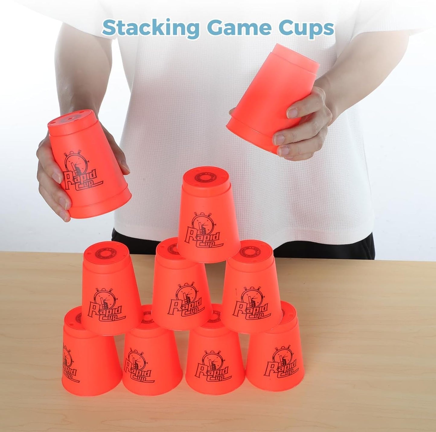 yeesport Sport Stacking Cups, 24pcs Sports Stacking Cups Sport Training Game for Challenge Competition Travel Party Gift for Kids and Adults (Purple & Red)