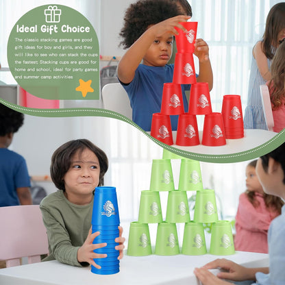 Libima 48 Pcs Sports Stacking Cups Set Stacking Cup Classic Games Speed Training Game for Boy Girl Adult Family Party Challenge Competition Travel Gift, 4 Colors (Blue, Green, Black and Red)