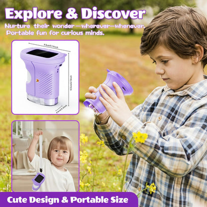 Kids Microscope, 1000X Portable Mini Pocket Microscope with 2.4″ IPS Screen & 8 LEDs, Rechargeable, STEM Educational Science Kit Toys, Best Christmas Birthday Gifts for 4-12 Year Old Girls
