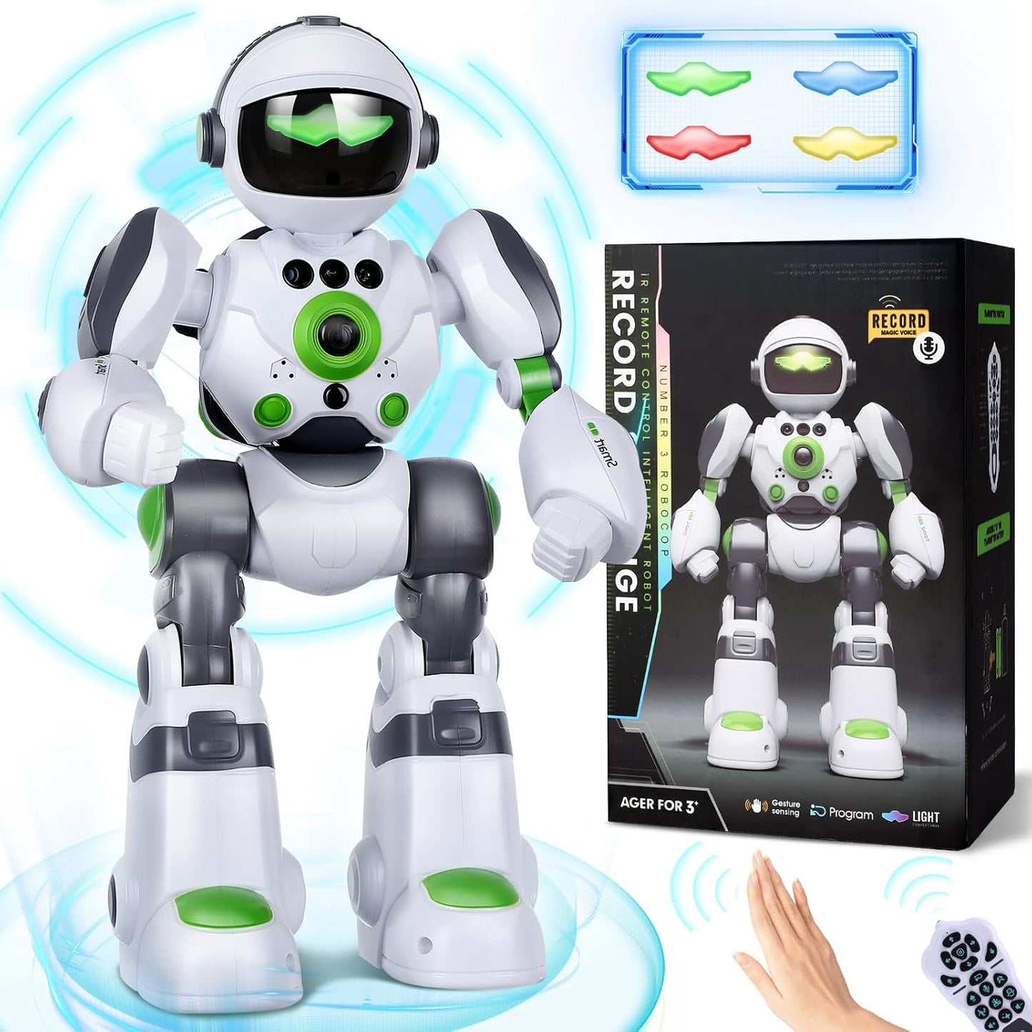 Remote Voice Control Large Robot: Intelligent Programmable Popular Science Story Toys with Gesture Sensing Presents for Kids