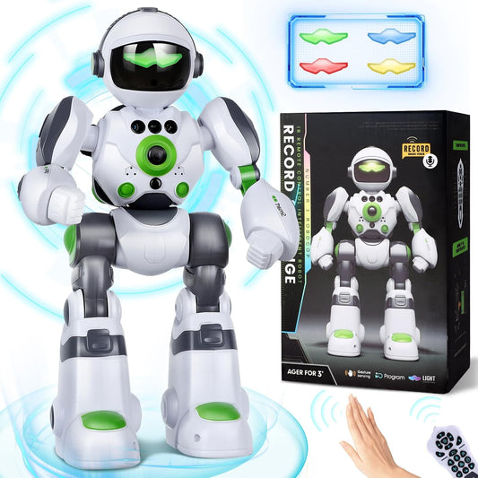 Remote Voice Control Large Robot: Intelligent Programmable Popular Science Story Toys with Gesture Sensing Presents for Kids