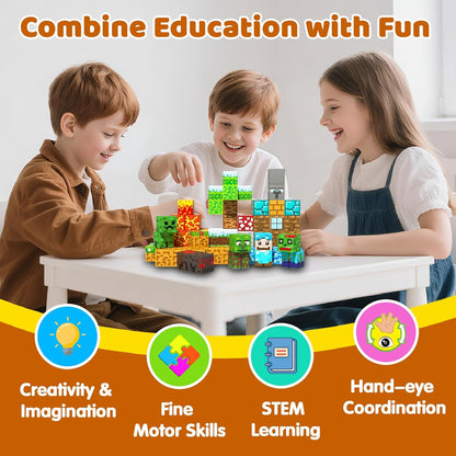 Magnetic Blocks Toys for Kids, 100 PCS Building Blocks Cubes, Stacking Magnetic Tiles Toys for Kids Toddlers Boys Girls Ages 3 4 5 6 7 8-12 Birthday Gifts Party Supplies (Underworld)