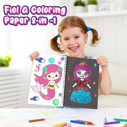 Foil Craft Bugs Butterfly DIY Art Fun Kits Set, No Mess Creative Foil Art Drawing Game for Kids, Birthday Gifts Crafts Supplies Travel Toys for Girls Boys Ages 4-9