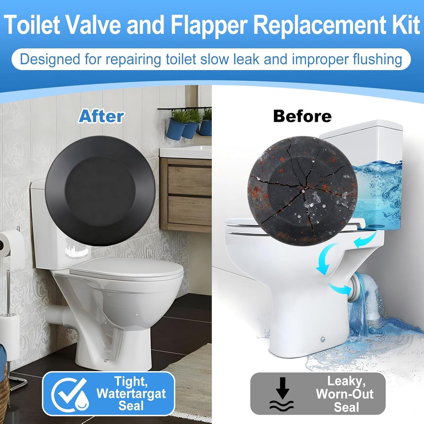 Enhon 2 Pack Snap-In Seat Disc & 1 Pcs Flush Valve Chain, Compatible with American Standard 033643-0070A, Universal Fit Heritage Series Toilets One Piece Model - #2031, Professional Grade