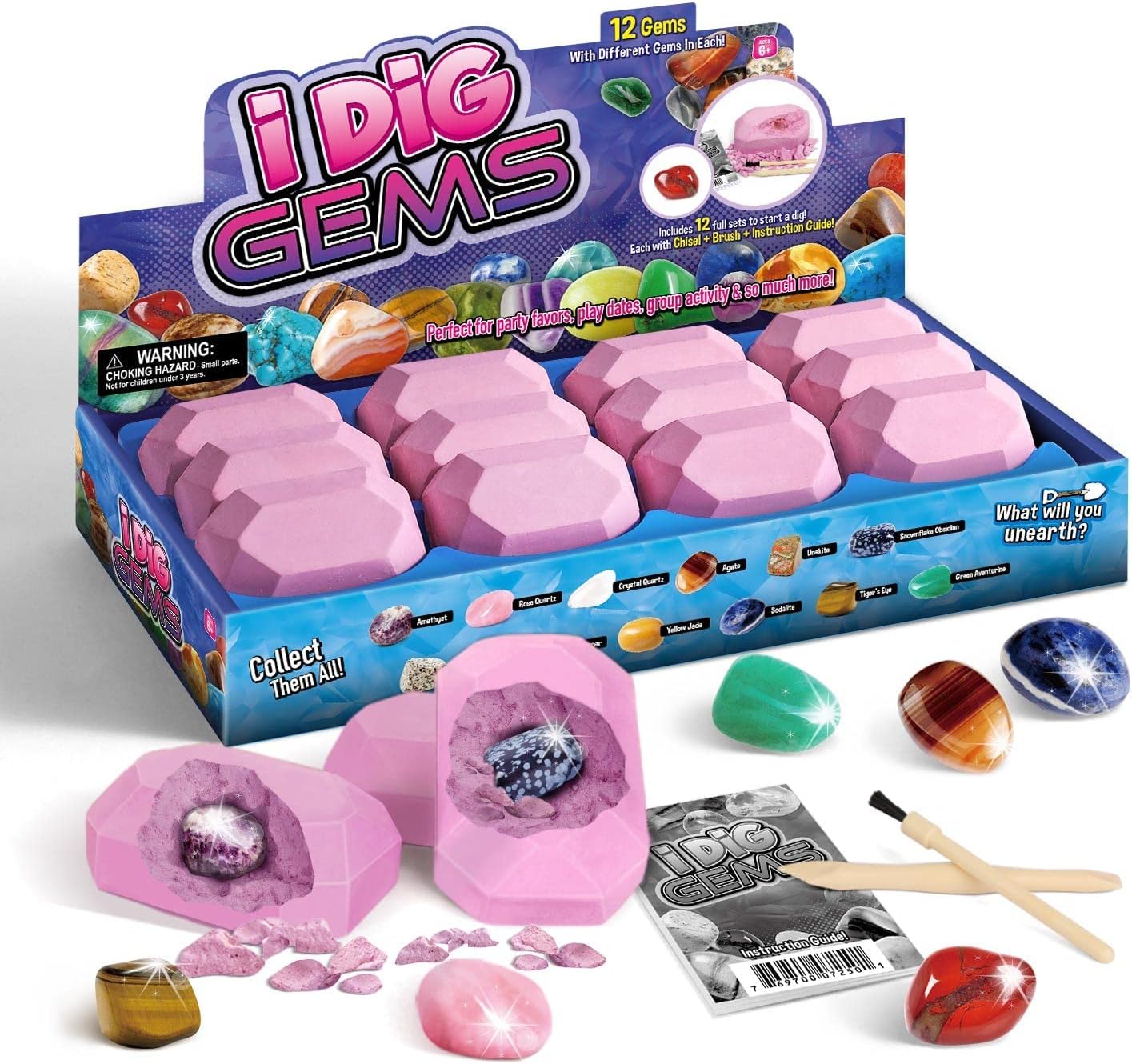 Gamerside Mineral Mining Kit Gem Dig Kit,Rock Dig Kit Dig up 12 Rock & Mineral Collection Gemstones & Crystals Diamond Mining Kit for Kids Gemology Mining Gift Rocks Minerals for Boys Girls