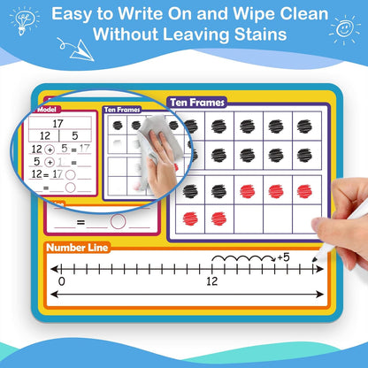 Aizweb 12 Pack Dry Erase Board Card,9" x 12" Small Whiteboard Number Line 120 Numbers Chart Ten Frame,Math Manipulatives Addition Subtraction Game for Student Classroom Must Haves Teacher Supplies