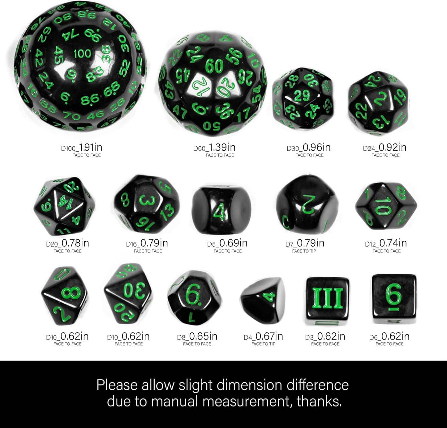 15 Pieces Complete Polyhedral DND Dice Set D3-D100 Spherical D&D Dice Set with Dragon Eye Dice Bag, D100 Dice for RPG Table Games(Black w/Purple Numbers)