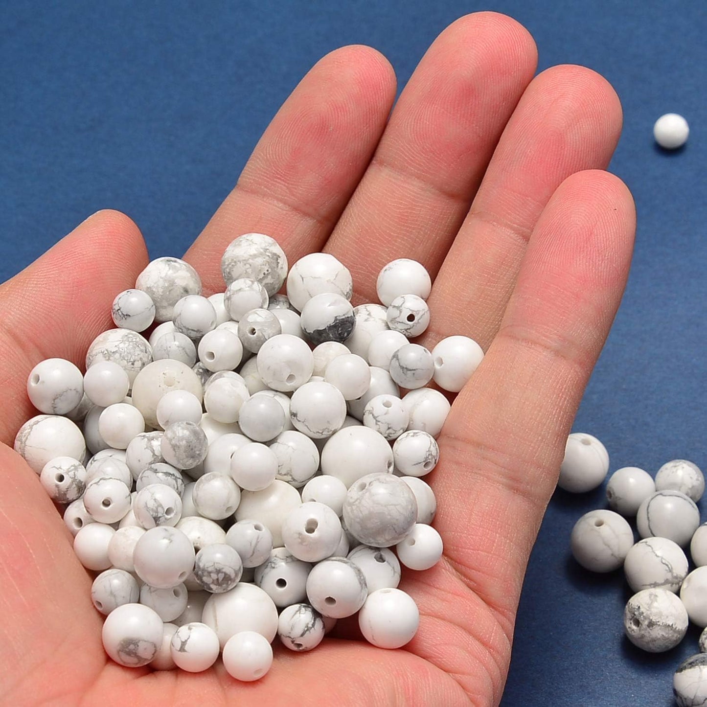 NCB 100pcs Original Natural Stone Beads Gemstone Round Loose Beads 6mm 8mm 10mm (Blue Aventurine, 6mm 100Beads) - Colors A