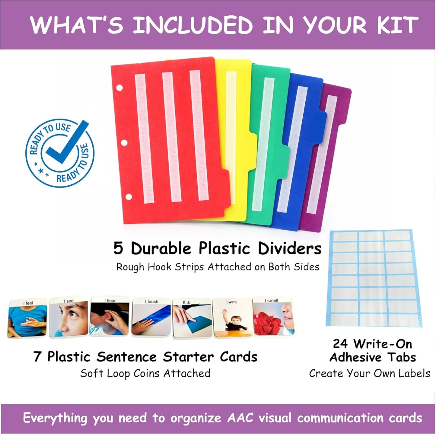 Smile4autism Large 2.5x10 ¼” Tools Perfect to Keep Your Loose Visual Picture Cards Organized. Autism, ABA, ADHD, Language & Apraxia Aspergers