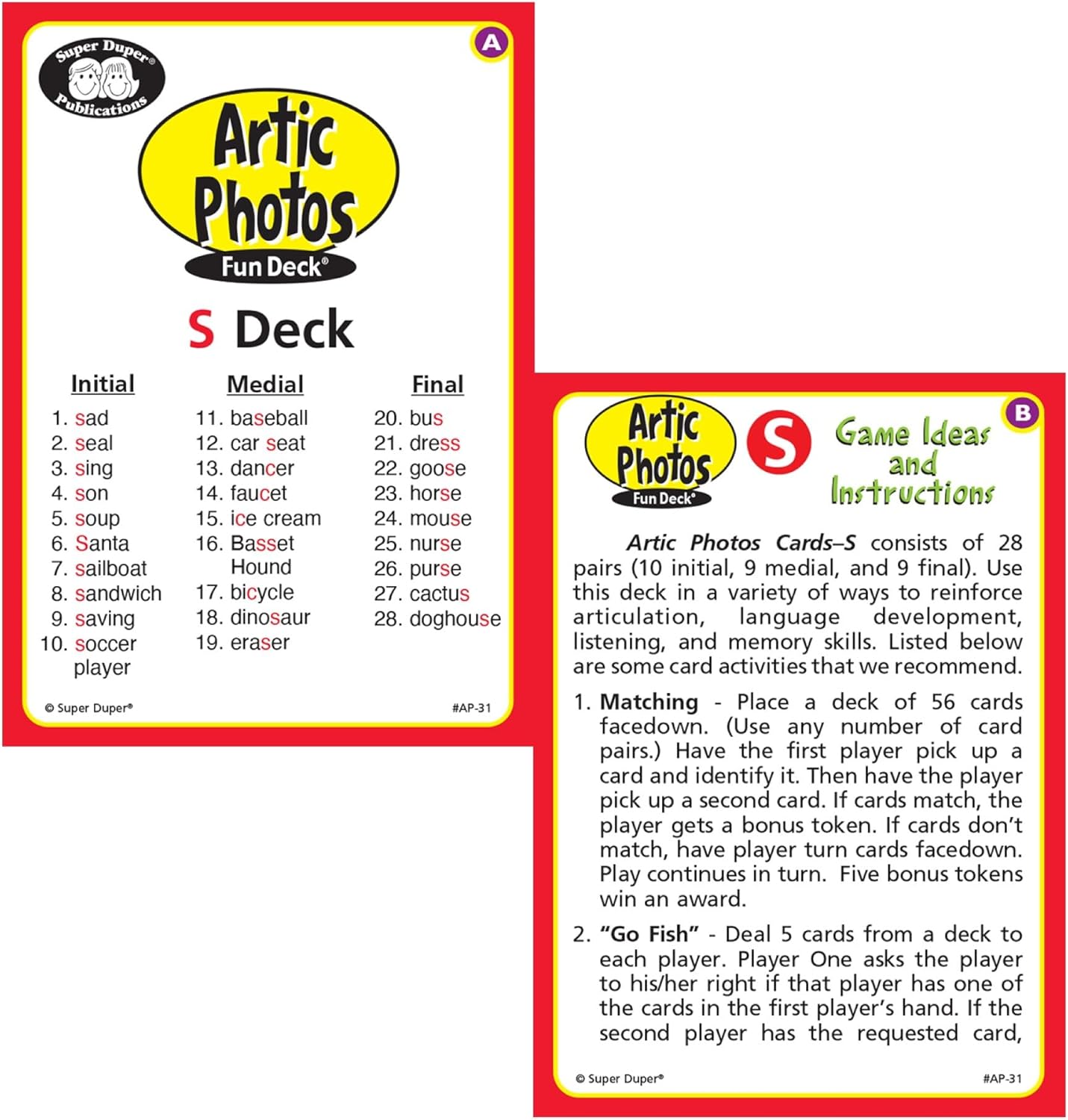 Super Duper Publications | Articulation Photos S Sound Fun Deck Flash Cards | Educational Learning Resource for Children