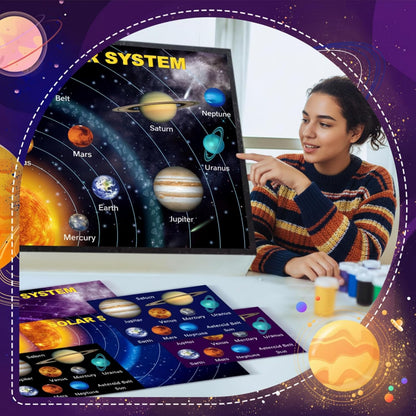 24 Set 48 Sheets Planet Craft Kits Waterproof Space Stickers DIY Make Your Own Solar System Stickers for Crafts Reward Game Activities