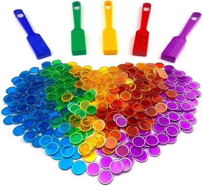 Magnetic Wand & Chips Set with 100 Multicolor Bingo Chips - STEM Learning Kit for Kids, Family Game Night & School Science Activities (Green)