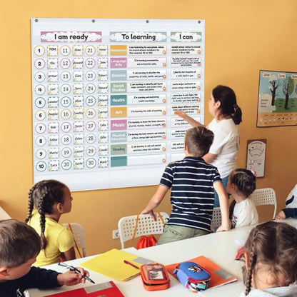 Visible Learning Classroom Pocket Chart - Reusable Dry Erase Learning Goals Board, Motivational Incentive Chart for Learning Goals, Behavior Tracking & Centers Rotation, Homeschool(Black)