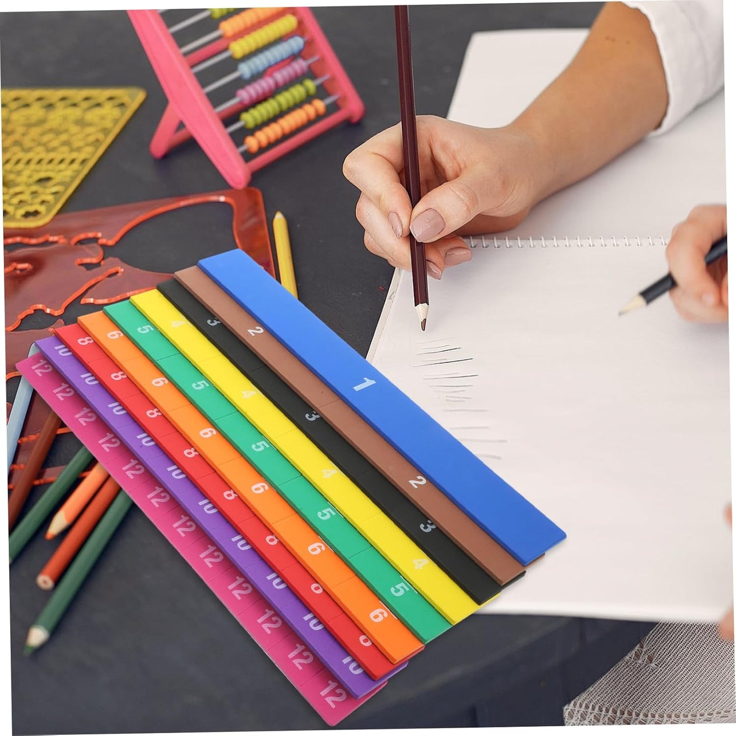 Housoutil 1 Set Educational Fraction Tiles Math Manipulatives for Students Engaging for Fraction Cognition Compact and Lightweight Teaching Tools