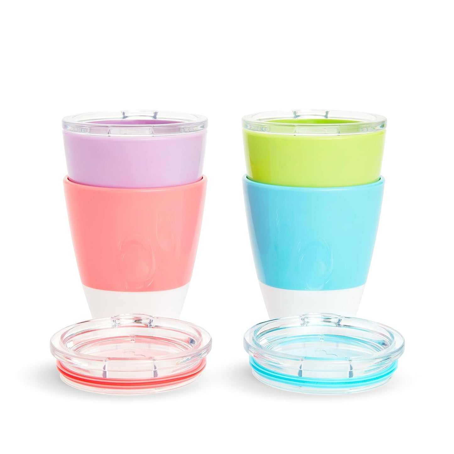 Munchkin® Splash™ Open Toddler Cups with Training Lids, 7 Ounce, Multicolored, 4 Pack | Open, with Training Lids