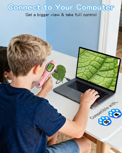 Oripira Kids Microscope Handheld, Autofocus 500X 1080P Microscope for Kids Digital, Mini Portable Pocket Miniscope Kids Toys for Ages 3 4 5 6 7 8 9 10 11 12 Year Old Boys Girls, Pink