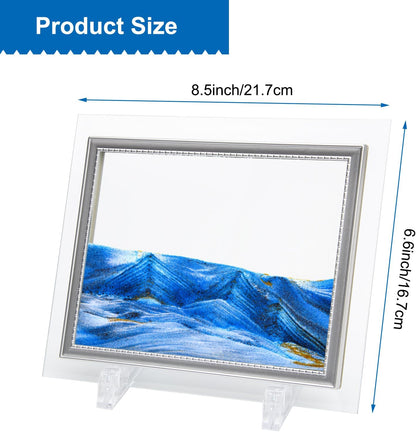 Coitak Moving Sand Art Picture, Sandscape, Moving Desktop Art for Home Decor and Office, Medium Size 9x7(Blue)