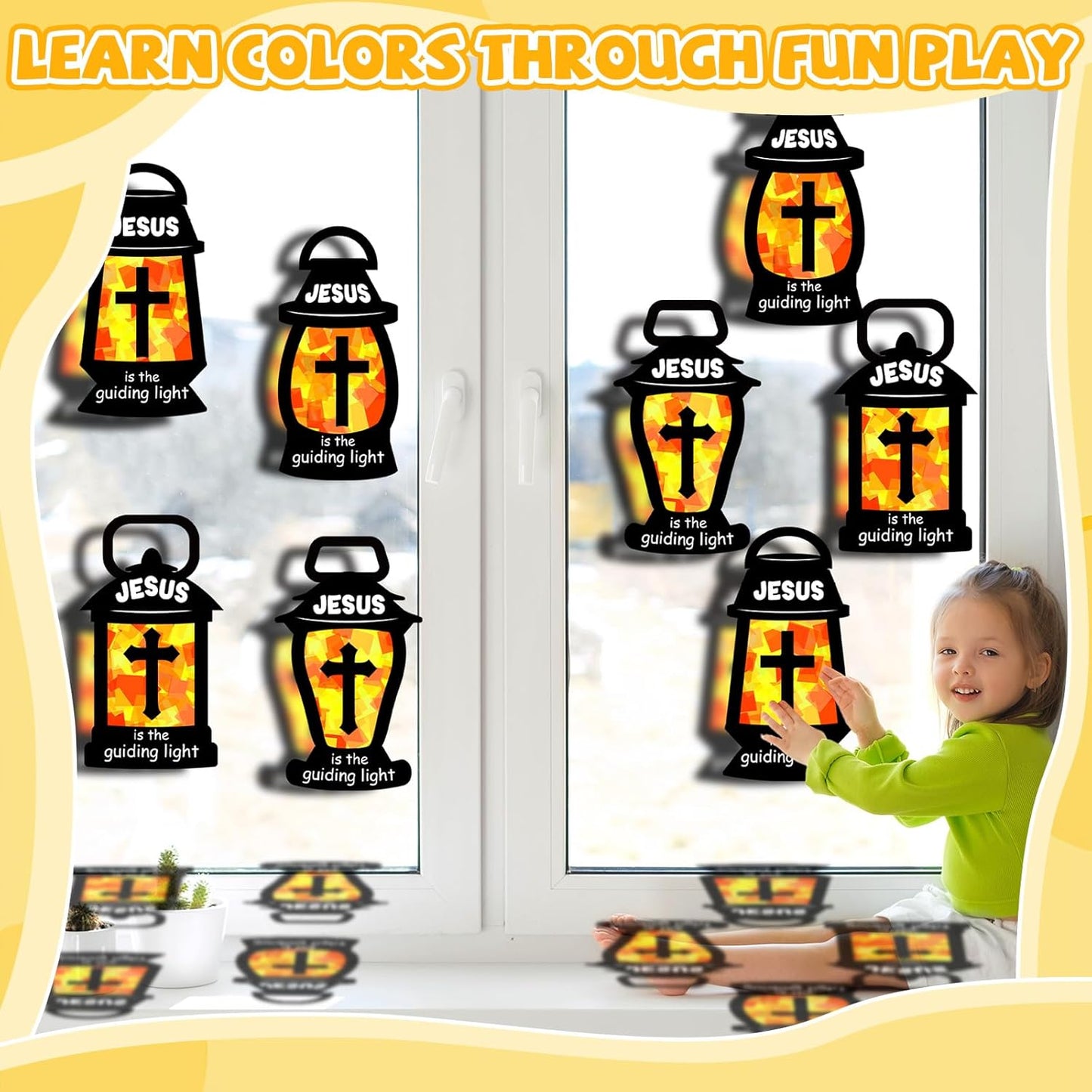 32 Sets Outer Space Suncatchers Craft Kit DIY Window Stained Glass Effect Planet Astronaut Alien Paper Crafts Home School Classroom Decoration Kid Birthday Gift Creative Art Project Activity Game - Colors B